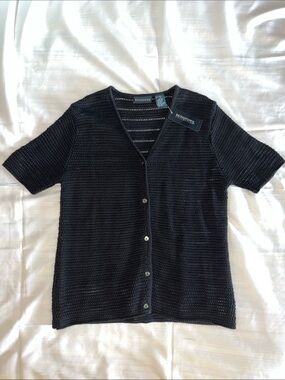 Bridgetown Women’s Black Short-Sleeve Open Knit Cardigan S